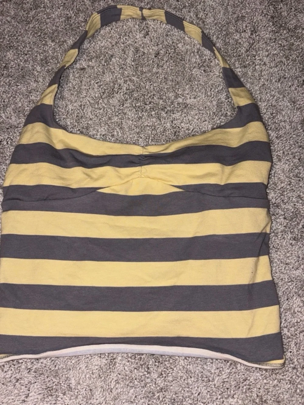 Urban Outfitters Yellow and Gray Striped Shower Curtain